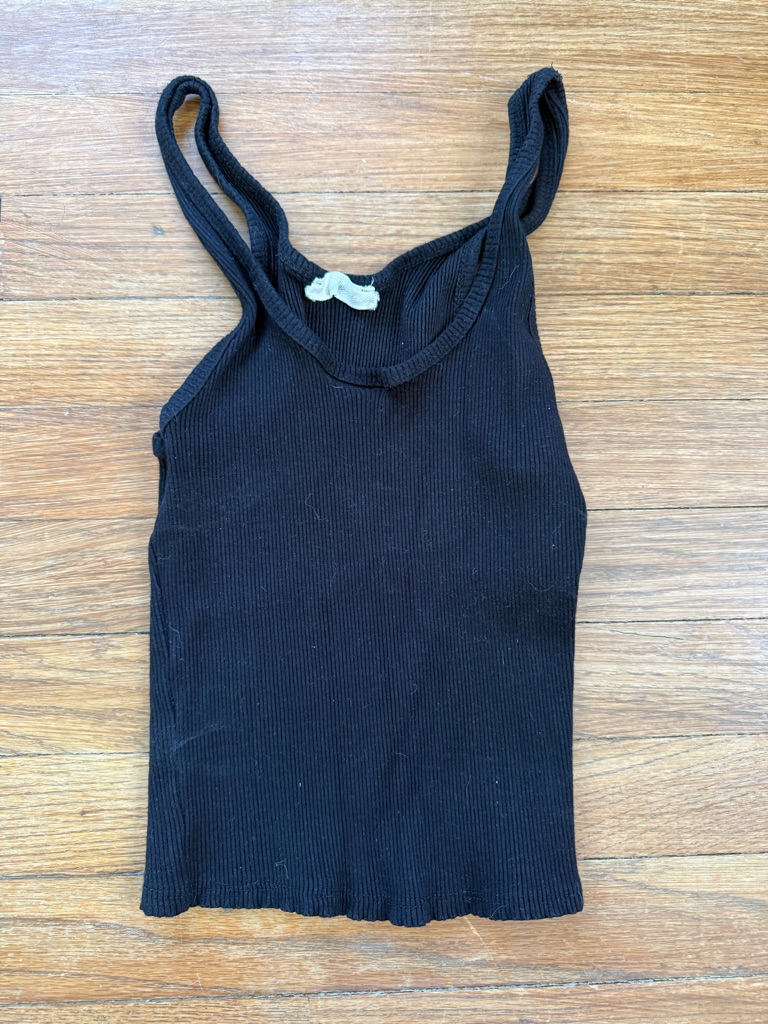 Black Ribbed Tank Top - Slim Fit